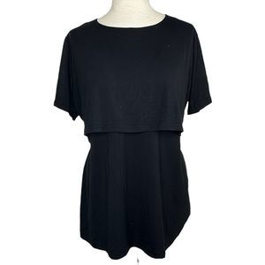Smallshow Women's Maternity Short Sleeve Nursing Top Black Size XXL
